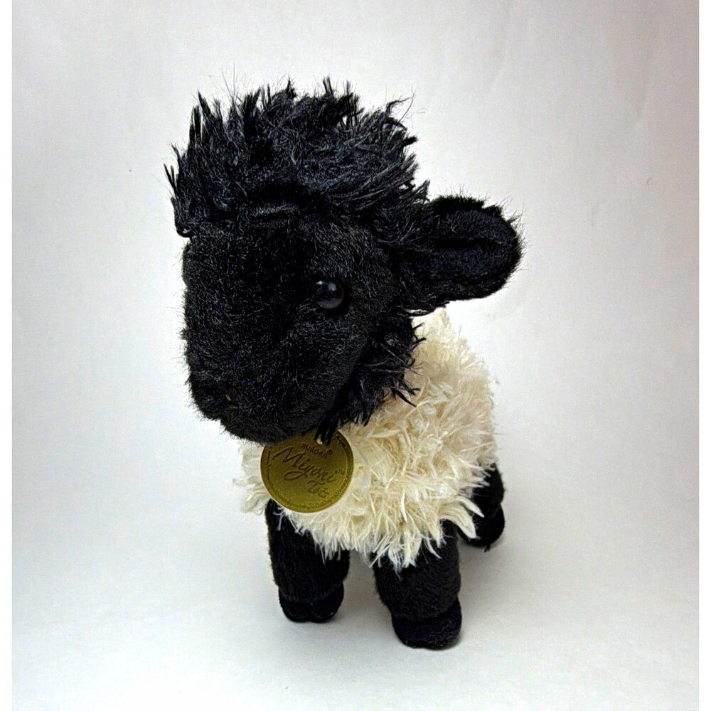 Aurora Miyoni Black & White Sheep Lamb Mini Plush Stuffed Animal 7.5 inches